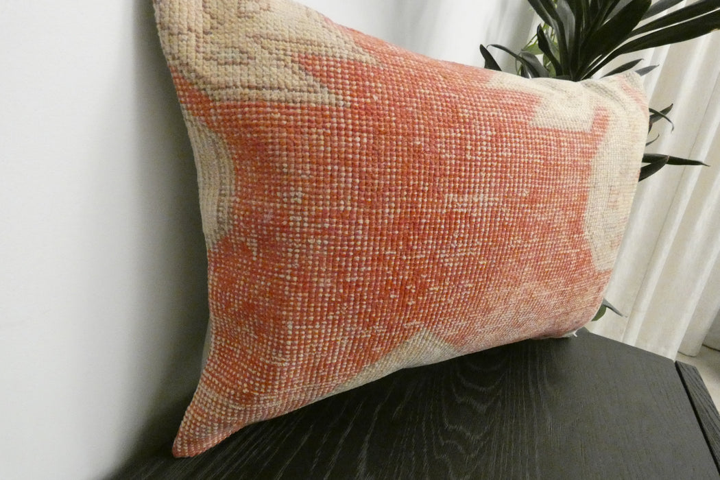 Handmade Anatolian Rug Cushion Cover with Insert 40 x 60cm | Vintage Turkish Wool Lumbar Pillow | Organic Cotton Back | Rugs Direct New Zealand 