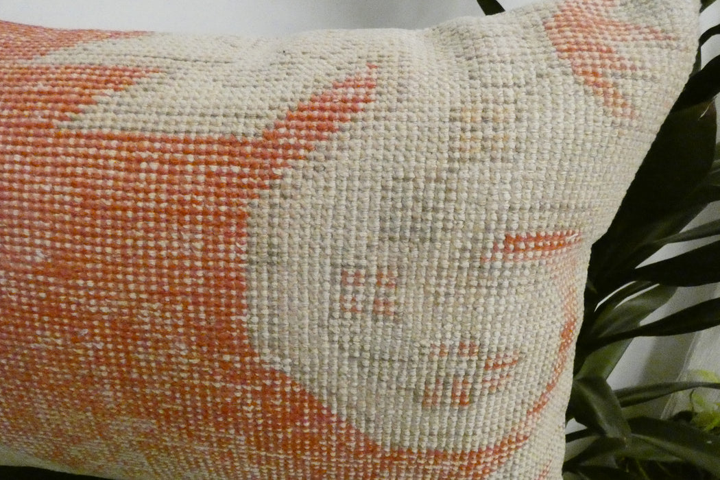 Handmade Anatolian Rug Cushion Cover with Insert 40 x 60cm | Vintage Turkish Wool Lumbar Pillow | Organic Cotton Back | Rugs Direct New Zealand 