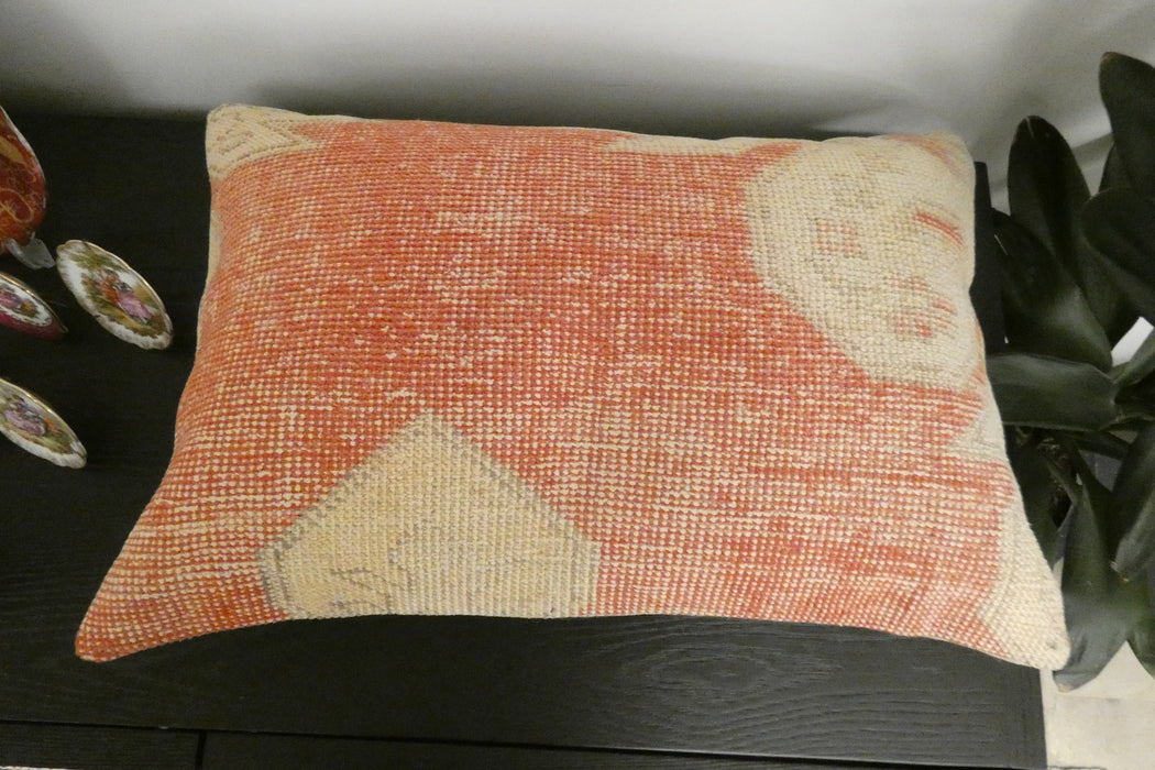 Handmade Anatolian Rug Cushion Cover with Insert 40 x 60cm | Vintage Turkish Wool Lumbar Pillow | Organic Cotton Back | Rugs Direct New Zealand 
