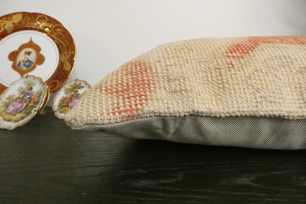 Handmade Anatolian Rug Cushion Cover with Insert 40 x 60cm | Vintage Turkish Wool Lumbar Pillow | Organic Cotton Back | Rugs Direct New Zealand 