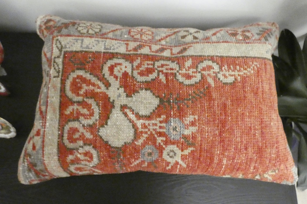 Handmade Anatolian Rug Cushion Cover with Insert 40 x 60cm | Vintage Turkish Wool Lumbar Pillow | Organic Cotton Back | Rugs Direct New Zealand 