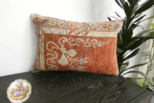 Handmade Anatolian Rug Cushion Cover with Insert 40 x 60cm | Vintage Turkish Wool Lumbar Pillow | Organic Cotton Back | Rugs Direct New Zealand 