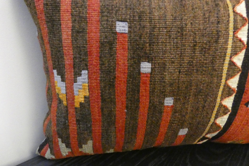 Handmade Anatolian Kilim Cushion Cover with Insert 40 x 60cm | Vintage Turkish Wool Lumbar Pillow | Organic Cotton Back |Rugs Direct New Zealand 