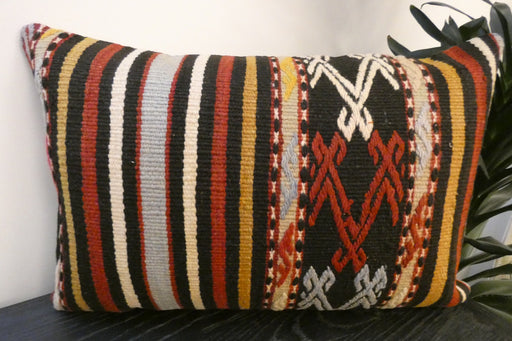 Handmade Anatolian Kilim Cushion Cover with Insert 40 x 60cm | Vintage Turkish Wool Lumbar Pillow | Organic Cotton Back |Rugs Direct New Zealand 