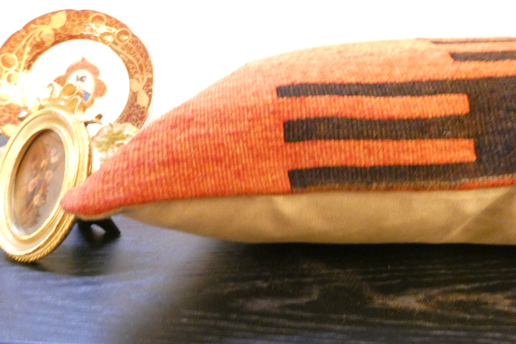Handmade Anatolian Kilim Cushion Cover with Insert 40 x 60cm | Vintage Turkish Wool Lumbar Pillow | Organic Cotton Back | Rugs Direct New Zealand 
