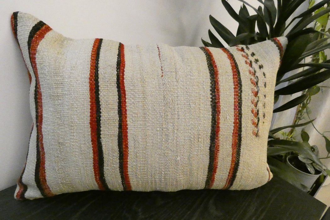 Handmade Anatolian Kilim Cushion Cover with Insert 40 x 60cm | Vintage Turkish Wool Lumbar Pillow | Organic Cotton Back |Rugs Direct New Zealand 