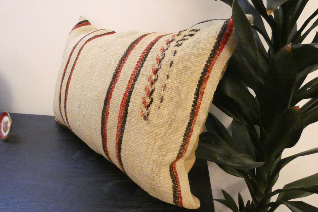 Handmade Anatolian Kilim Cushion Cover with Insert 40 x 60cm | Vintage Turkish Wool Lumbar Pillow | Organic Cotton Back |Rugs Direct New Zealand 