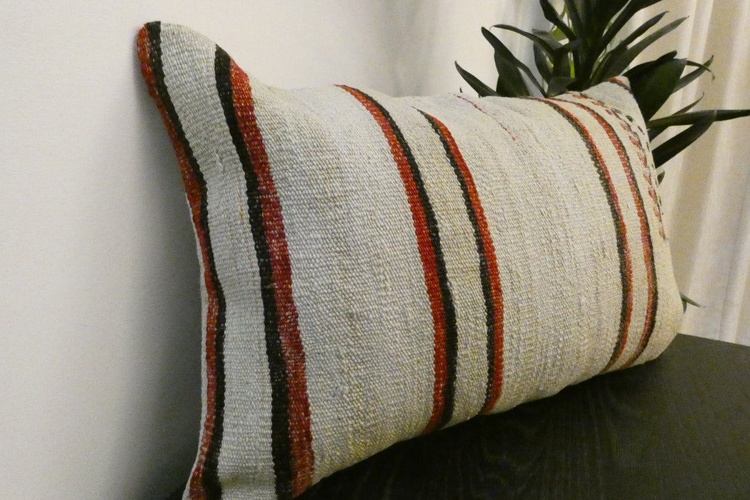Handmade Anatolian Kilim Cushion Cover with Insert 40 x 60cm | Vintage Turkish Wool Lumbar Pillow | Organic Cotton Back |Rugs Direct New Zealand 