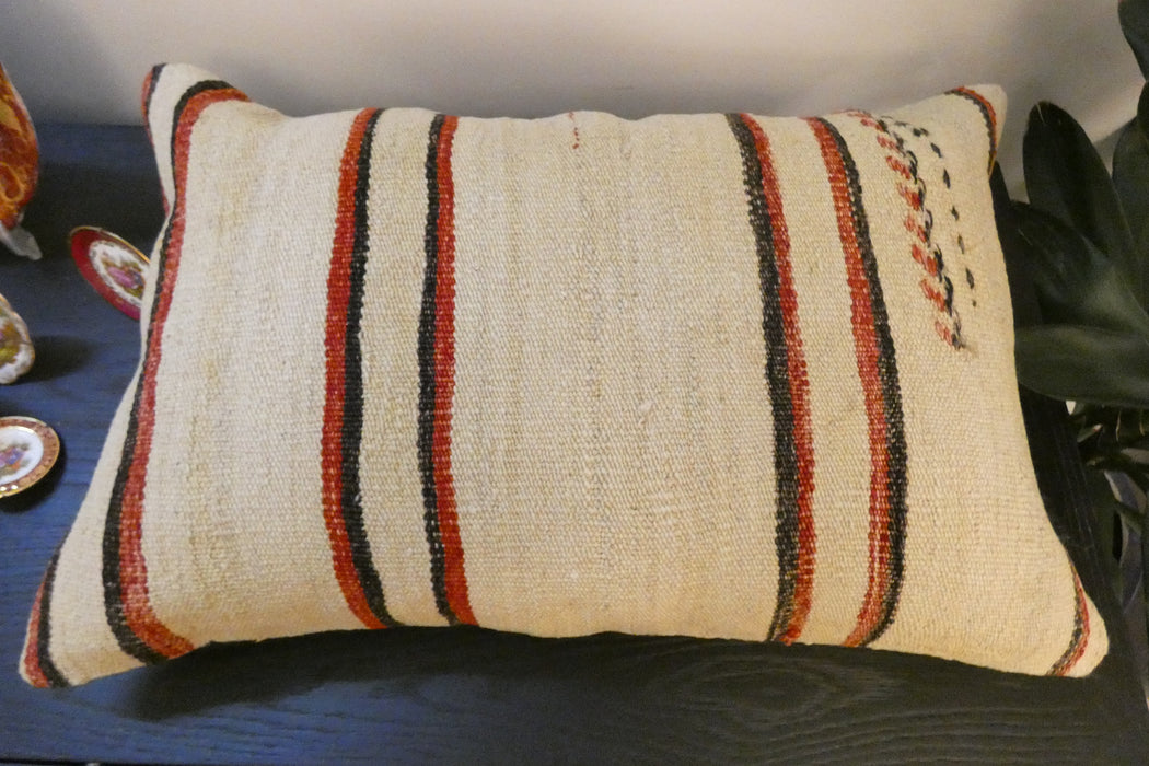 Handmade Anatolian Kilim Cushion Cover with Insert 40 x 60cm | Vintage Turkish Wool Lumbar Pillow | Organic Cotton Back |Rugs Direct New Zealand 