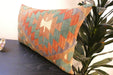 Handmade Anatolian Kilim Cushion Cover with Insert 40 x 60cm | Vintage Turkish Wool Lumbar Pillow | Organic Cotton Back - Rugs direct New Zealand 