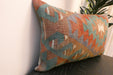 Handmade Anatolian Kilim Cushion Cover with Insert 40 x 60cm | Vintage Turkish Wool Lumbar Pillow | Organic Cotton Back - Rugs direct New Zealand 