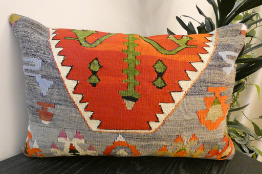 Handmade Anatolian Kilim Cushion Cover with Insert 40 x 60cm | Vintage Turkish Wool Lumbar Pillow | Organic Cotton Back - Rugs Direct New Zealand 