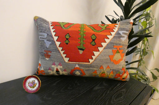 Handmade Anatolian Kilim Cushion Cover with Insert 40 x 60cm | Vintage Turkish Wool Lumbar Pillow | Organic Cotton Back - Rugs Direct New Zealand 