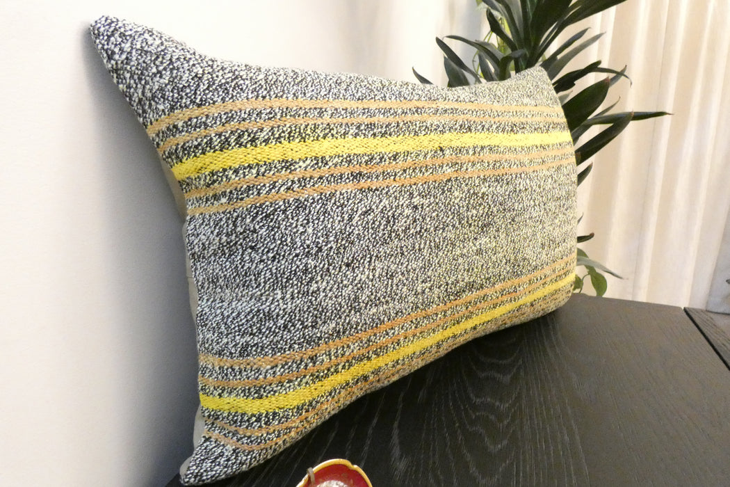 Handmade Anatolian Kilim Cushion Cover with Insert 40 x 60cm | Vintage Turkish Wool Lumbar Pillow | Organic Cotton Back - Rugs Direct New Zealand 