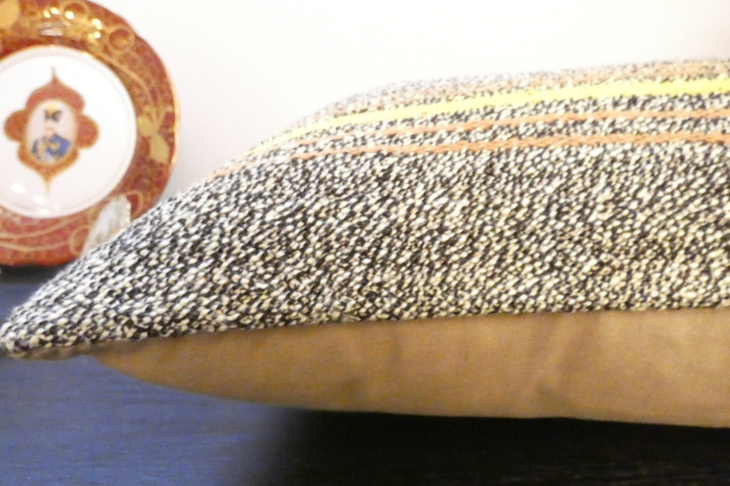 Handmade Anatolian Kilim Cushion Cover with Insert 40 x 60cm | Vintage Turkish Wool Lumbar Pillow | Organic Cotton Back - Rugs Direct New Zealand 