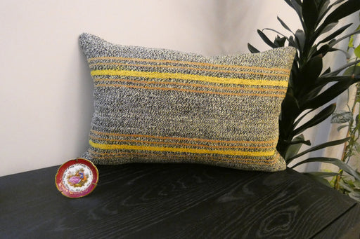 Handmade Anatolian Kilim Cushion Cover with Insert 40 x 60cm | Vintage Turkish Wool Lumbar Pillow | Organic Cotton Back - Rugs Direct New Zealand 