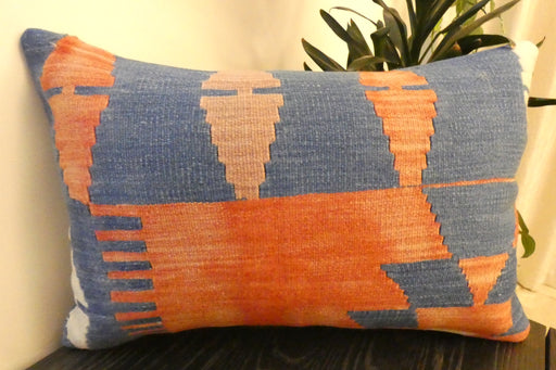 Handmade Anatolian Kilim Cushion Cover with Insert 40 x 60cm | Vintage Turkish Wool Lumbar Pillow | Organic Cotton Back - Rugs Direct New Zealand 