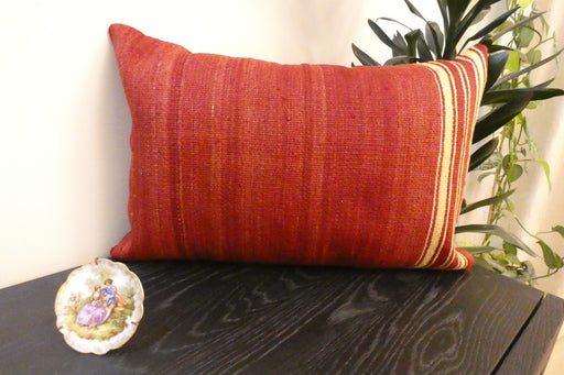 Handmade Anatolian Kilim Cushion Cover with Insert 40 x 60cm | Vintage Turkish Wool Lumbar Pillow | Organic Cotton Back - Rugs Direct New Zealand 
