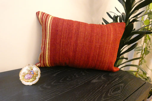Handmade Anatolian Kilim Cushion Cover with Insert 40 x 60cm | Vintage Turkish Wool Lumbar Pillow | Organic Cotton Back - Rugs Direct New Zealand 