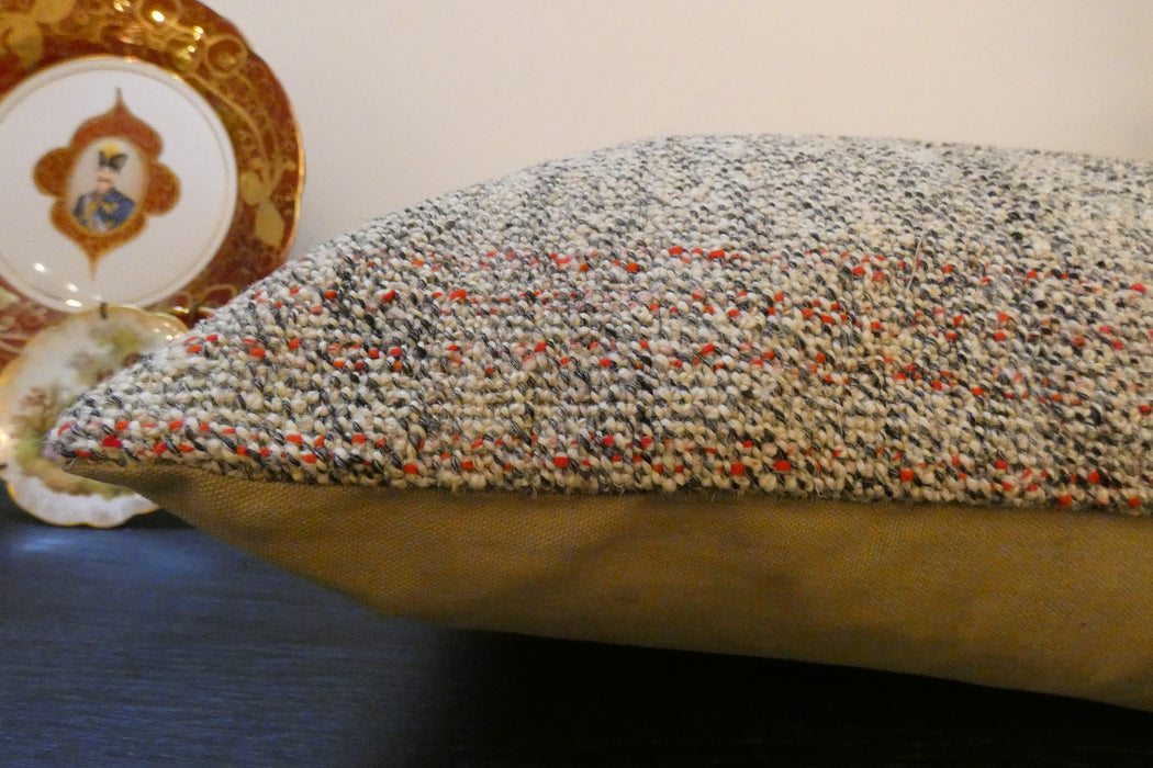 Handmade Anatolian Kilim Cushion Cover with Insert 40 x 60cm | Vintage Turkish Wool Lumbar Pillow | Organic Cotton Back - Rugs Direct New Zealand 