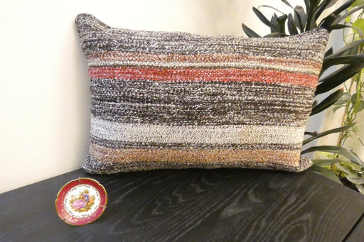Handmade Anatolian Kilim Cushion Cover with Insert 40 x 60cm | Vintage Turkish Wool Lumbar Pillow | Organic Cotton Back - Rugs Direct New Zealand 
