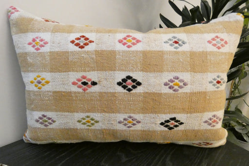 Handmade Anatolian Kilim Cushion Cover with Insert 40 x 60cm | Vintage Turkish Wool Lumbar Pillow | Organic Cotton Back - Rugs Direct New Zealand 