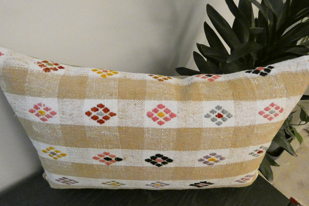 Handmade Anatolian Kilim Cushion Cover with Insert 40 x 60cm | Vintage Turkish Wool Lumbar Pillow | Organic Cotton Back - Rugs Direct New Zealand 