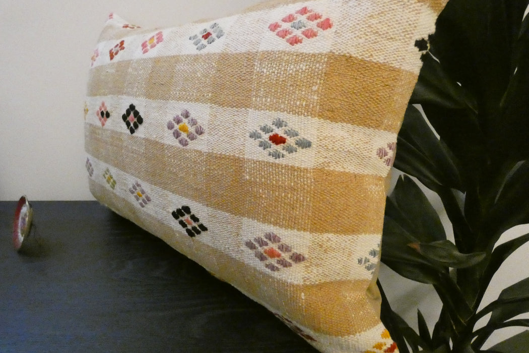 Handmade Anatolian Kilim Cushion Cover with Insert 40 x 60cm | Vintage Turkish Wool Lumbar Pillow | Organic Cotton Back - Rugs Direct New Zealand 