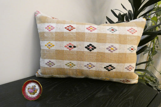 Handmade Anatolian Kilim Cushion Cover with Insert 40 x 60cm | Vintage Turkish Wool Lumbar Pillow | Organic Cotton Back - Rugs Direct New Zealand 