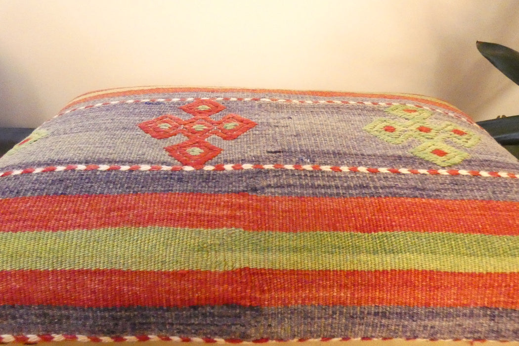 Handmade Anatolian Kilim Cushion Cover with Insert 40 x 60cm | Vintage Turkish Wool Lumbar Pillow | Organic Cotton Back - Rugs Direct New Zealand 