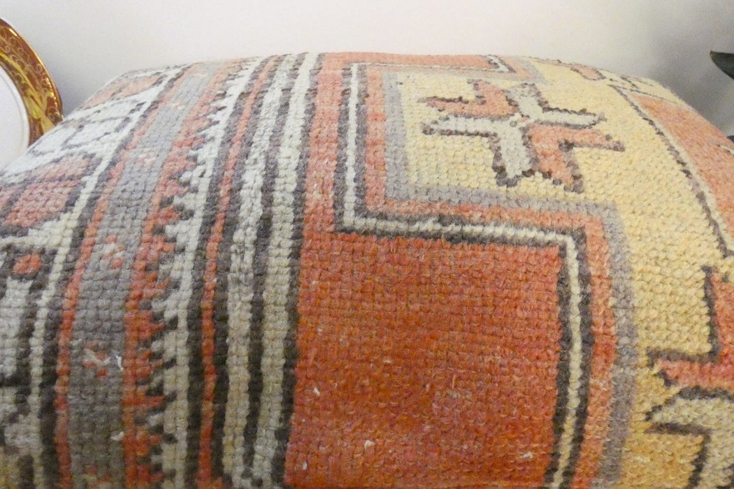Handmade Anatolian Rug Cushion Cover with Insert 50 x 70cm | Vintage Turkish Wool Lumbar Pillow | Organic Cotton Back - Rugs Direct New Zealand 