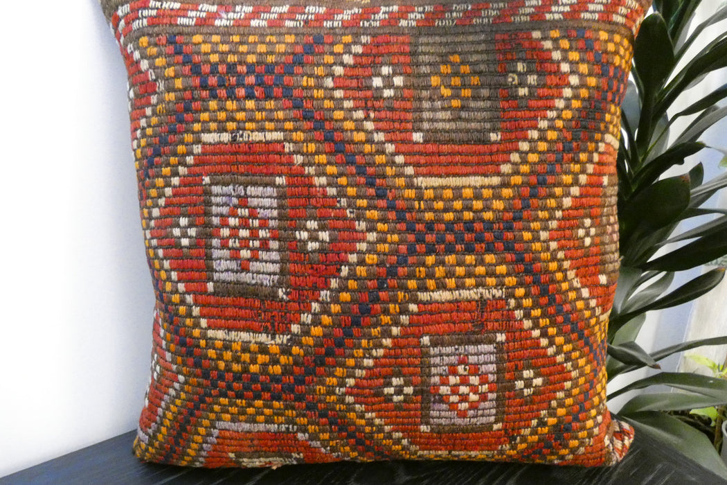 Handmade Turkish Kilim Cushion Cover 60 x 60cm with Insert | Original Anatolian Kilim | Organic Cotton Backing- Rugs Direct New Zealand 