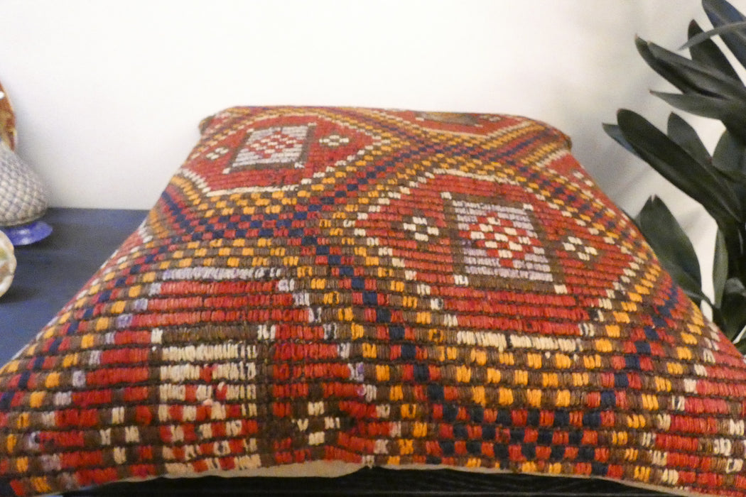 Handmade Turkish Kilim Cushion Cover 60 x 60cm with Insert | Original Anatolian Kilim | Organic Cotton Backing- Rugs Direct New Zealand 