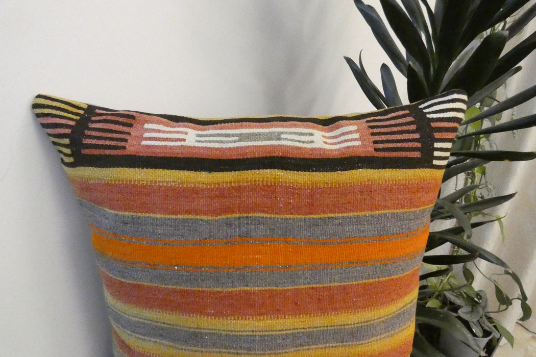 Handmade Turkish Kilim Cushion Cover 60 x 60cm with Insert | Original Anatolian Kilim | Organic Cotton Backing - Rugs Direct New Zealand 
