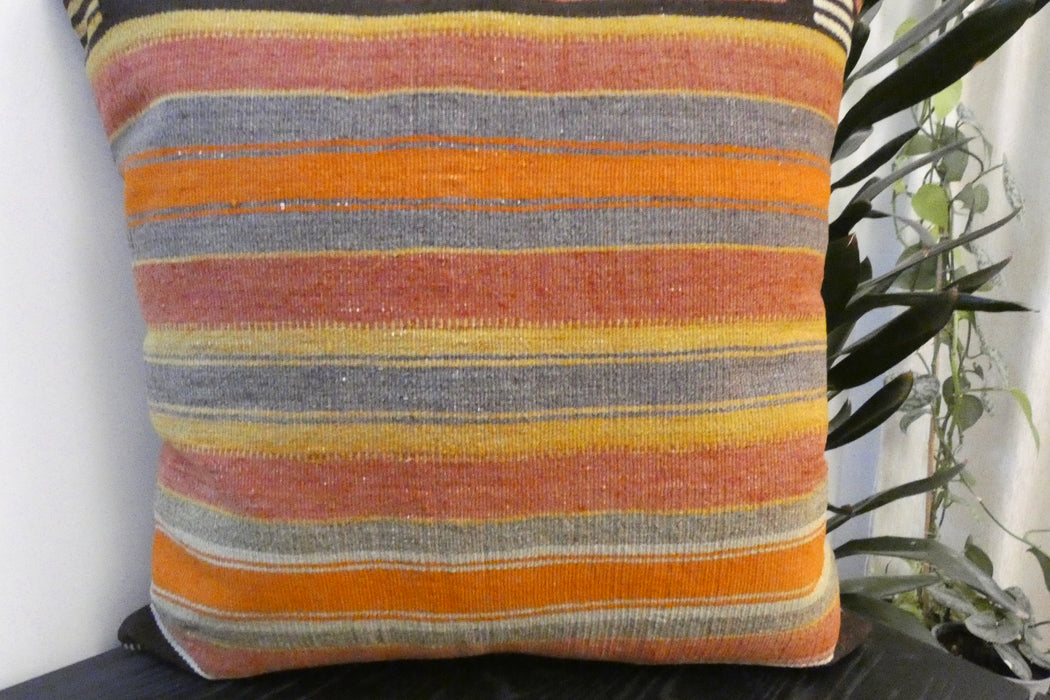 Handmade Turkish Kilim Cushion Cover 60 x 60cm with Insert | Original Anatolian Kilim | Organic Cotton Backing - Rugs Direct New Zealand 