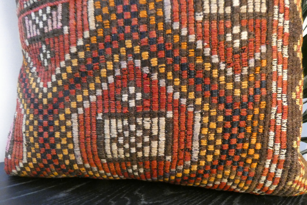 Handmade Turkish Kilim Cushion Cover 60 x 60cm with Insert | Original Anatolian Kilim | Organic Cotton Backing- Rugs Direct New Zealand 