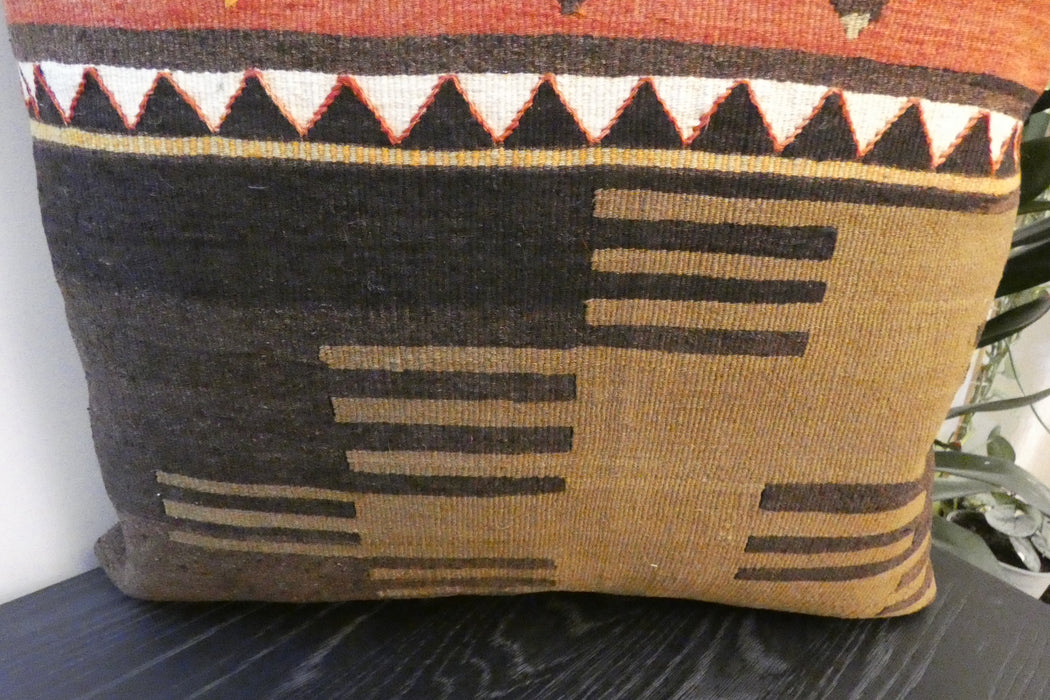 Handmade Turkish Kilim Cushion Cover 60 x 60cm with Insert | Original Anatolian Kilim | Organic Cotton Backing - Rugs Direct New Zealand 