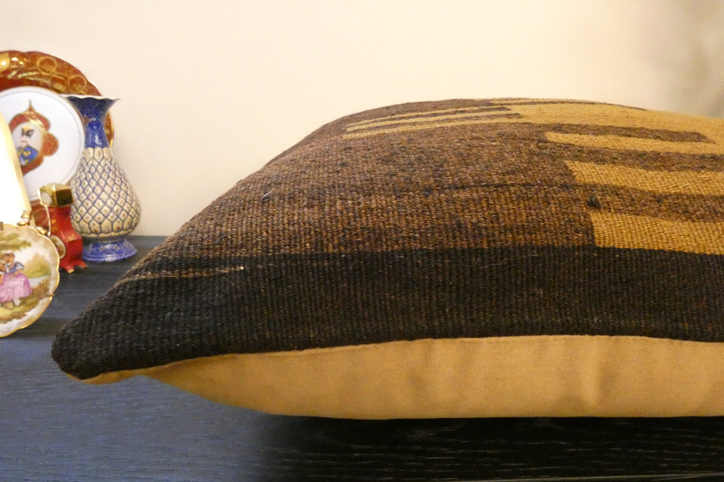 Handmade Turkish Kilim Cushion Cover 60 x 60cm with Insert | Original Anatolian Kilim | Organic Cotton Backing - Rugs Direct New Zealand 