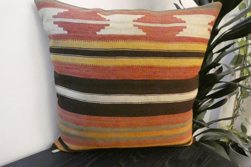 Handmade Turkish Kilim Cushion Cover 60 x 60cm with Insert | Original Anatolian Kilim | Organic Cotton Backing - Rugs Direct New Zealand 