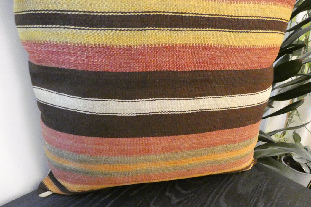 Handmade Turkish Kilim Cushion Cover 60 x 60cm with Insert | Original Anatolian Kilim | Organic Cotton Backing - Rugs Direct New Zealand 