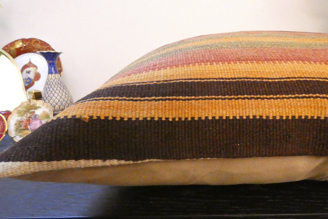 Handmade Turkish Kilim Cushion Cover 60 x 60cm with Insert | Original Anatolian Kilim | Organic Cotton Backing - Rugs Direct New Zealand 