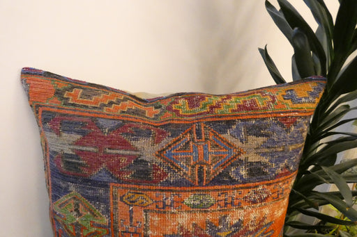 Handmade Turkish Kilim Cushion Cover 60 x 60cm with Insert | Original Anatolian Kilim | Organic Cotton Backing - Rugs Direct New Zealand 