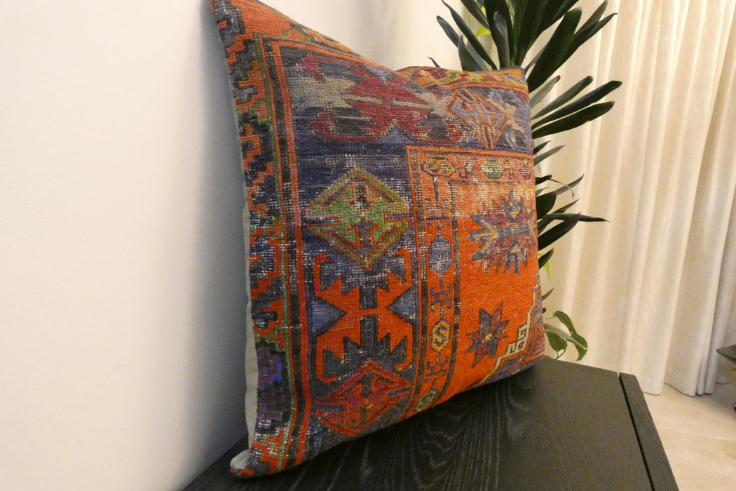 Handmade Turkish Kilim Cushion Cover 60 x 60cm with Insert | Original Anatolian Kilim | Organic Cotton Backing - Rugs Direct New Zealand 