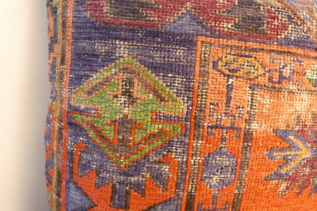 Handmade Turkish Kilim Cushion Cover 60 x 60cm with Insert | Original Anatolian Kilim | Organic Cotton Backing - Rugs Direct New Zealand 