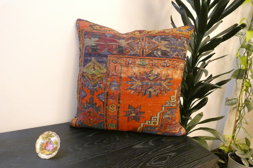 Handmade Turkish Kilim Cushion Cover 60 x 60cm with Insert | Original Anatolian Kilim | Organic Cotton Backing - Rugs Direct New Zealand 