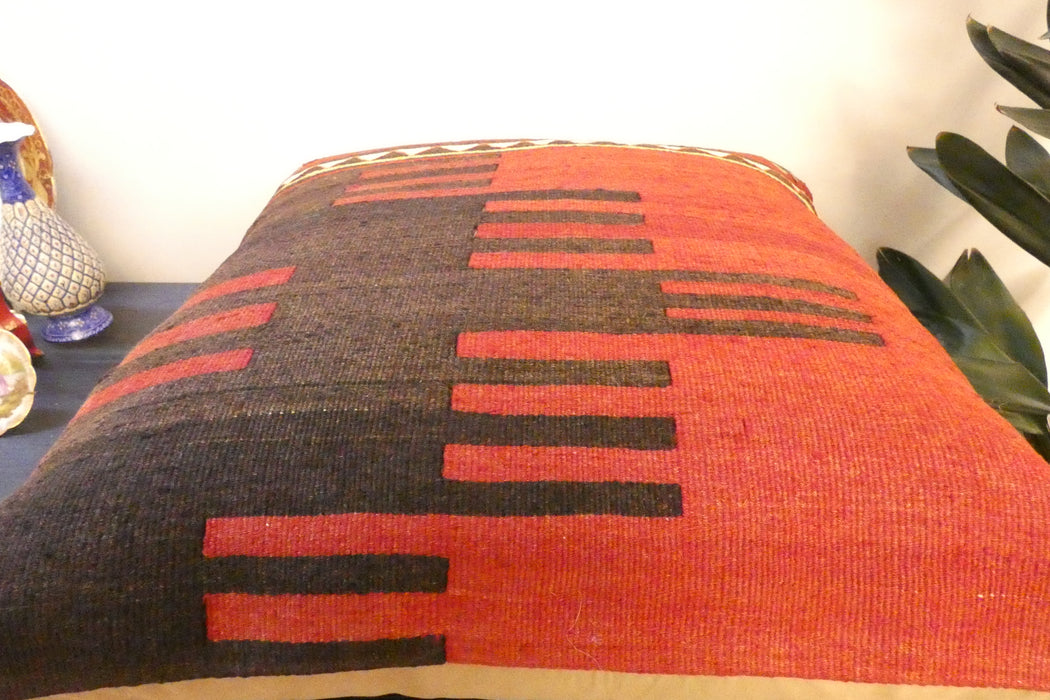 Handmade Turkish Kilim Cushion Cover 60 x 60cm with Insert | Original Anatolian Kilim | Organic Cotton Backing - Rugs Direct New Zealand 