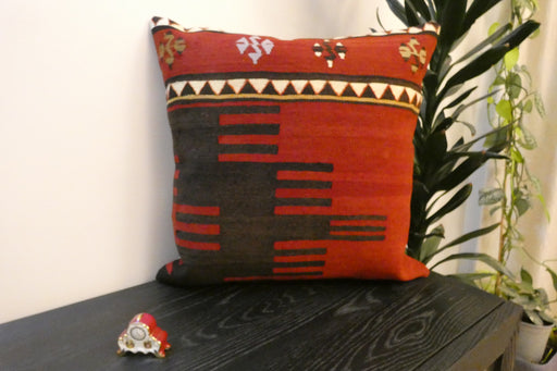 Handmade Turkish Kilim Cushion Cover 60 x 60cm with Insert | Original Anatolian Kilim | Organic Cotton Backing - Rugs Direct New Zealand 