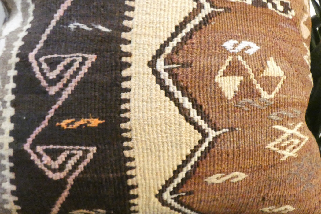 Handmade Turkish Kilim Cushion Cover 60 x 60cm with Insert | Original Anatolian Kilim | Organic Cotton Backing - Rugs Direct New Zealand 