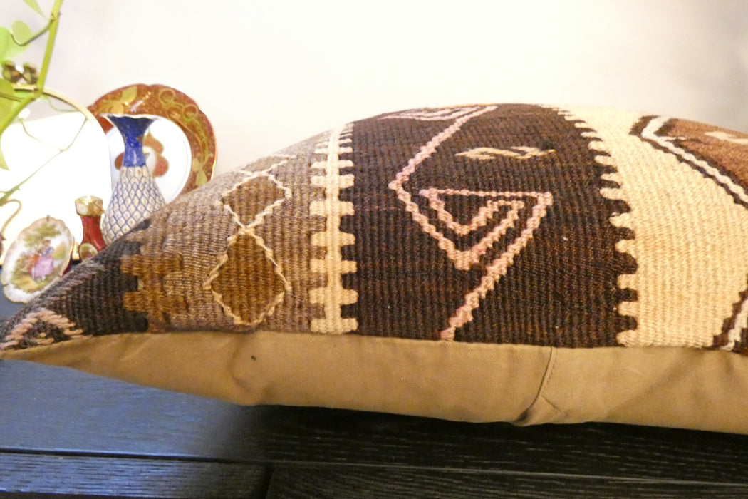 Handmade Turkish Kilim Cushion Cover 60 x 60cm with Insert | Original Anatolian Kilim | Organic Cotton Backing - Rugs Direct New Zealand 