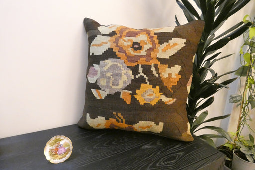 Handmade Turkish Kilim Cushion Cover 60 x 60cm with Insert | Original Anatolian Kilim | Organic Cotton Backing - Rugs Direct New Zealand 